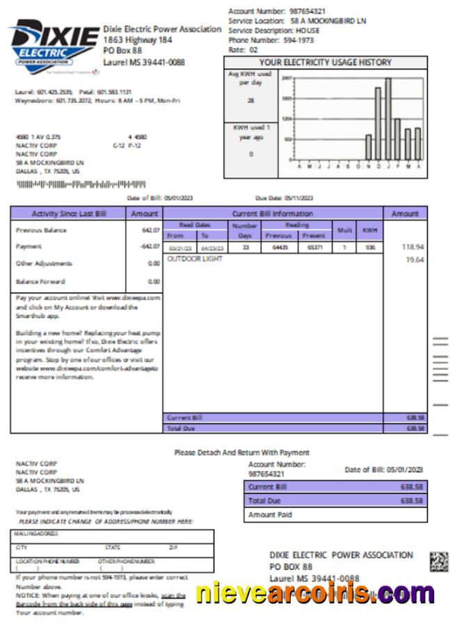 Dixie Electric utility business bill
